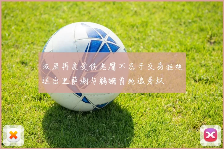 浓眉再度受伤老鹰不急于交易拒绝送出里萨谢与鹈鹕首轮选秀权